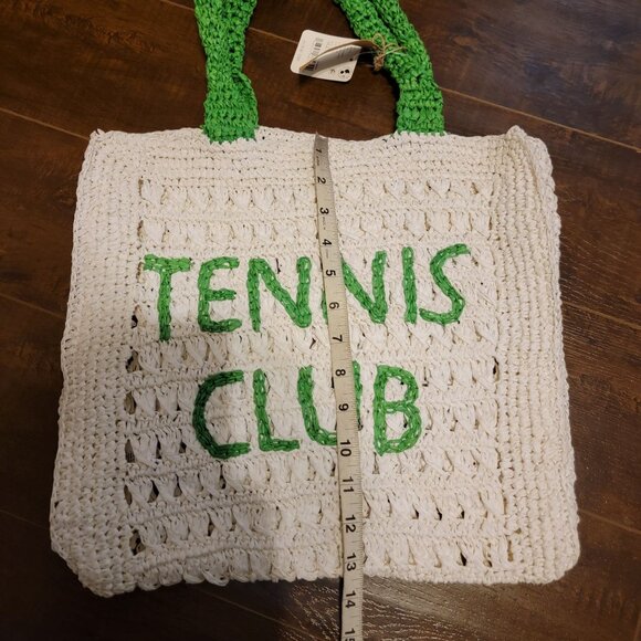 Free People De Siena Tennis Club Raffia Tote Bag Woven Boho Chic Casual Coastal - Picture 6 of 7